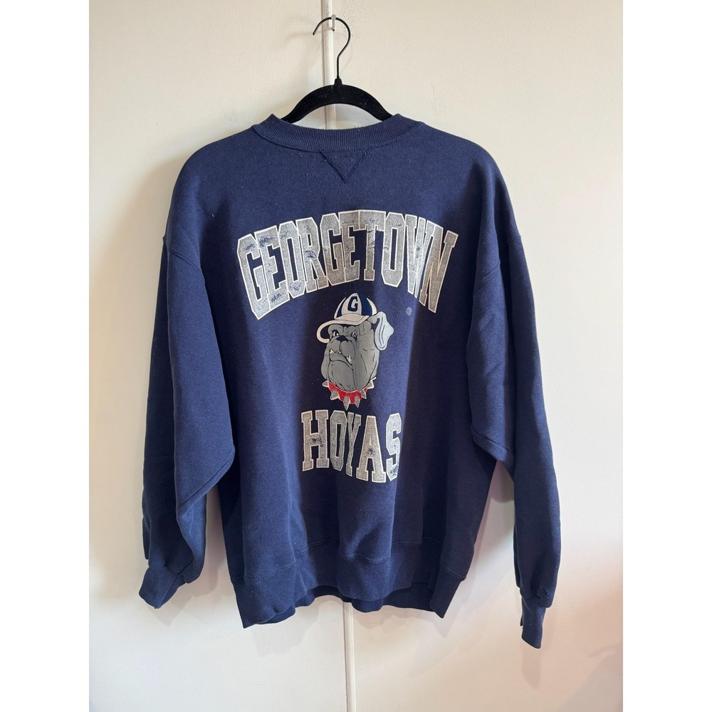 Vintage Georgetown‎ Hoyas Sweatshirt Mens Large Blue NCAA Basketball Hanes 90s